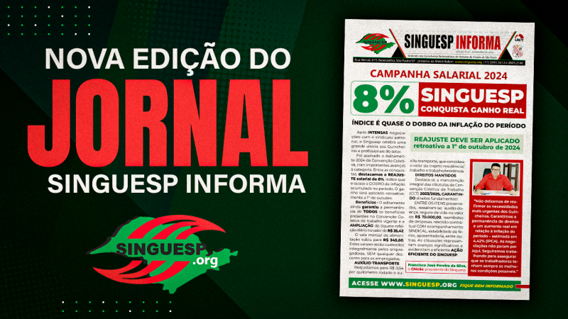 Jornal do Singuesp destaca ganho salarial acima da inflação e manutenção de direitos